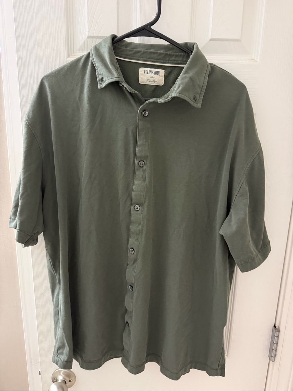 linksoul Olive Green Short Sleeve Button-Up Shirt